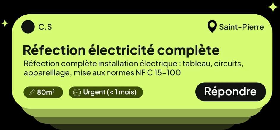 Une annonce de chantier telle qu'elle apparaît à l'artisan.